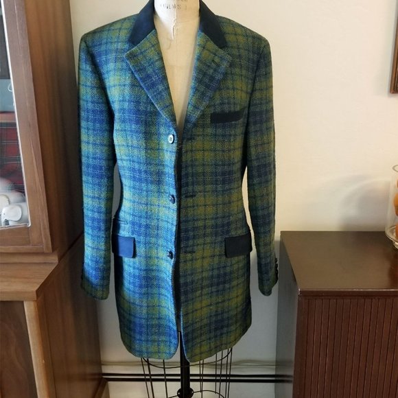 Check This Vintage Versace Tweed/Leather Combo Coat-Blazer
